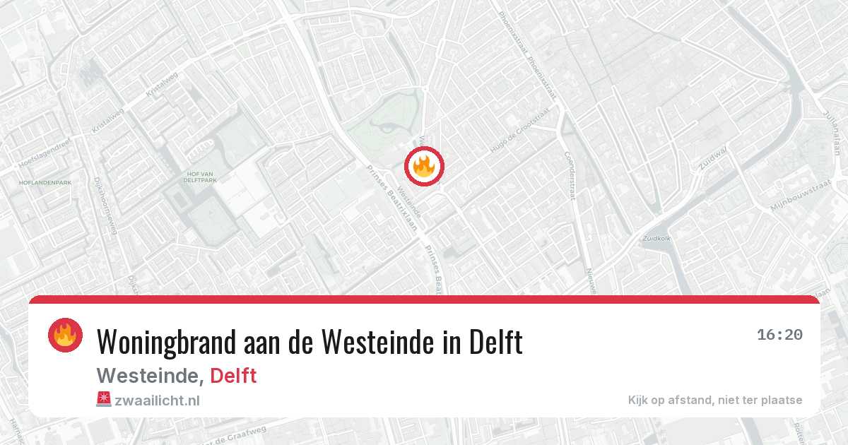 Woningbrand aan de Westeinde in Delft — 12 jul 2026
