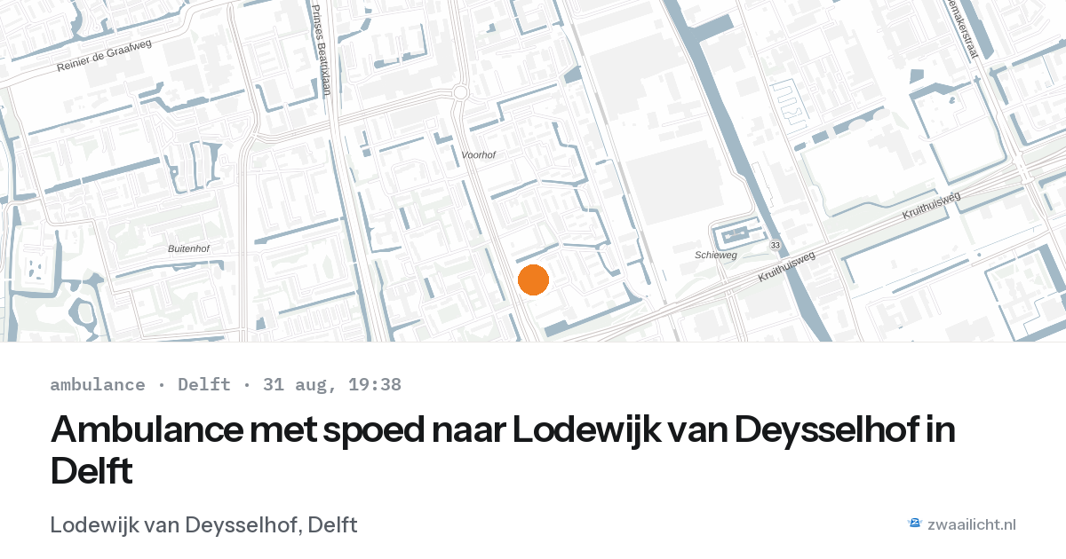 Ambulance met spoed naar Lodewijk van Deysselhof in Delft — 31 aug 2026