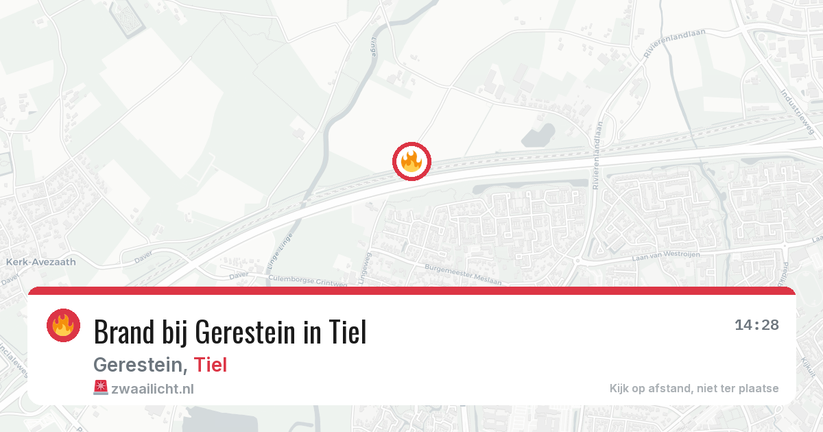 Brand bij Gerestein in Tiel — 29 jul 2026