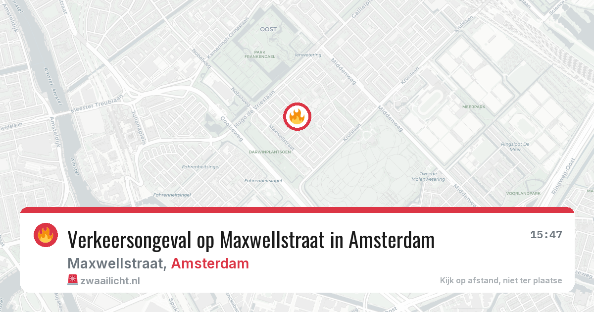 Verkeersongeval op Maxwellstraat in Amsterdam — 10 jul 2026