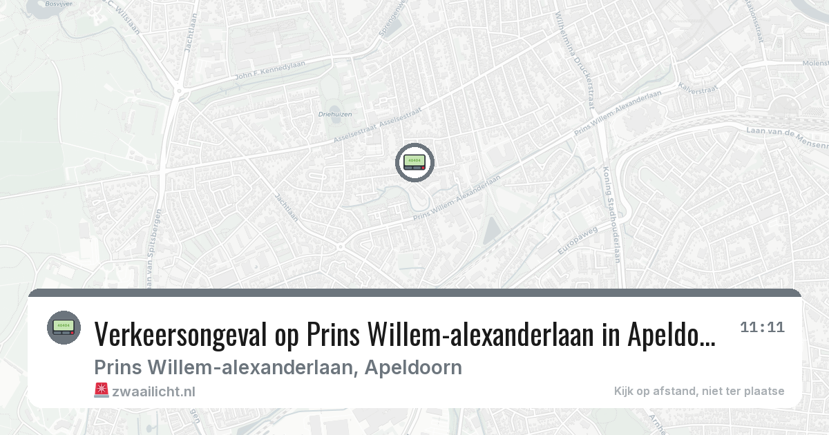 Verkeersongeval op Prins Willem-alexanderlaan in Apeldoorn — 3 jul 2026