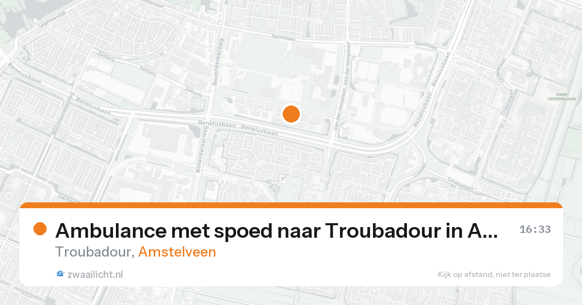 Ambulance met spoed naar Troubadour in Amstelveen — 20 aug 2026