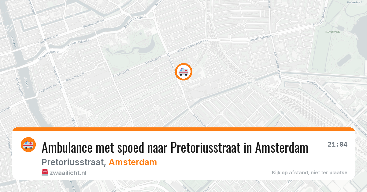 Ambulance met spoed naar Pretoriusstraat in Amsterdam — 8 mei 2026