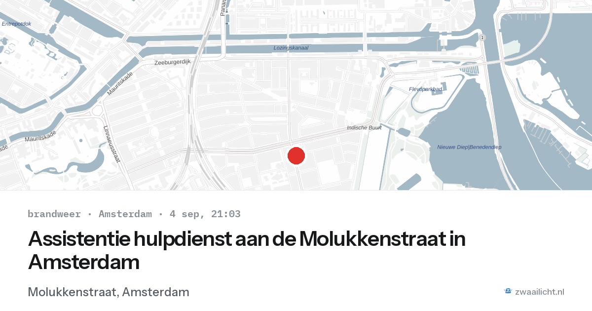 Assistentie hulpdienst aan de Molukkenstraat in Amsterdam — 4 sep 2026