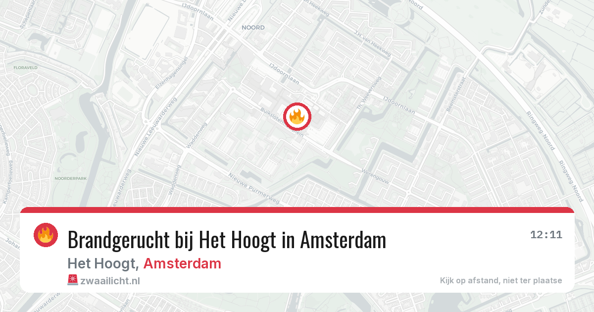 Brandgerucht bij Het Hoogt in Amsterdam — 24 jul 2026