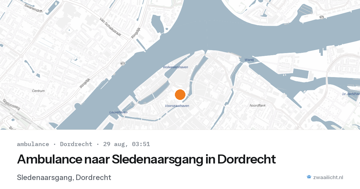 Ambulance naar Sledenaarsgang in Dordrecht — 29 aug 2026
