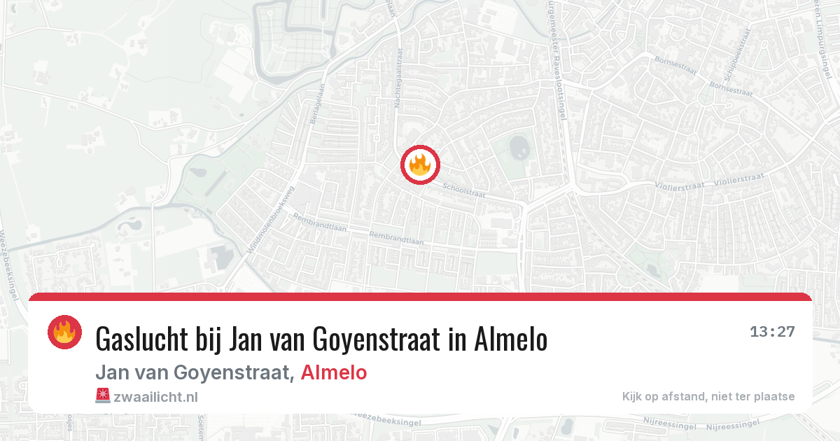 Gaslucht bij Jan van Goyenstraat in Almelo — 23 mrt 2026