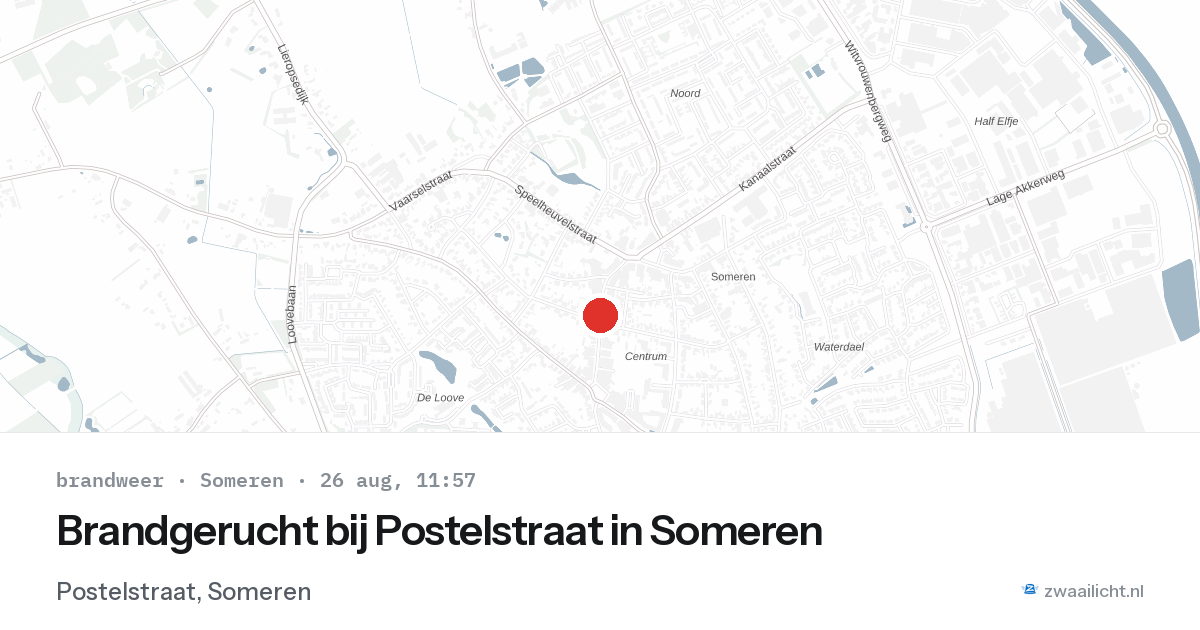 Brandgerucht bij Postelstraat in Someren — 26 aug 2026