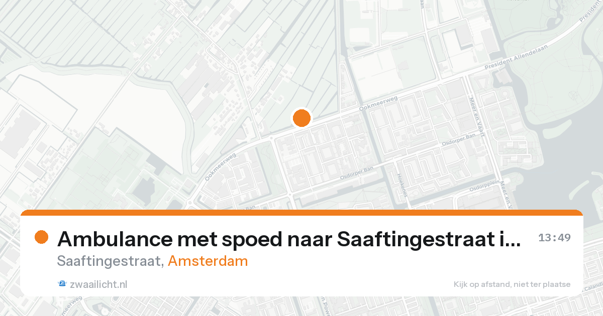 Ambulance met spoed naar Saaftingestraat in Amsterdam — 16 aug 2026