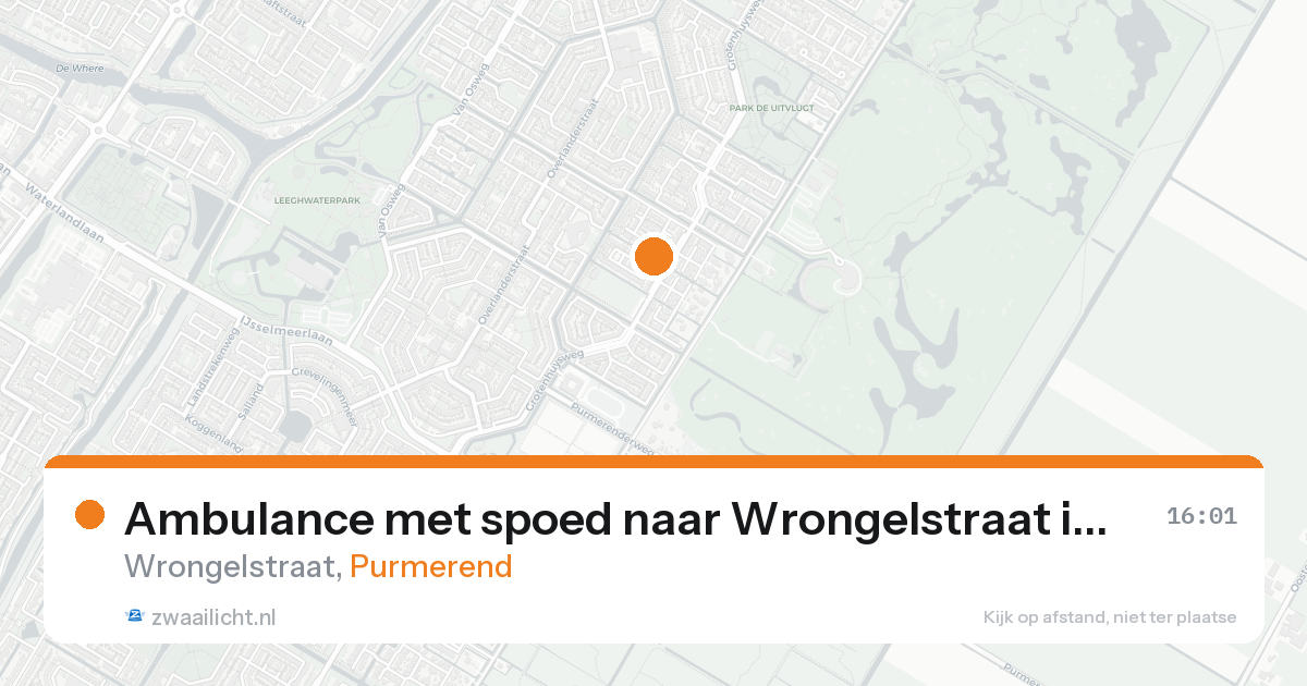 Ambulance met spoed naar Wrongelstraat in Purmerend — 16 aug 2026