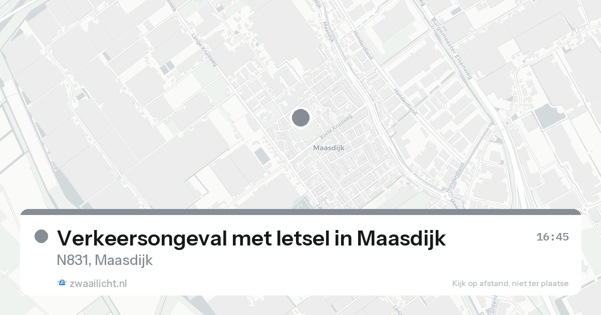 Verkeersongeval met letsel in Maasdijk — 17 aug 2026