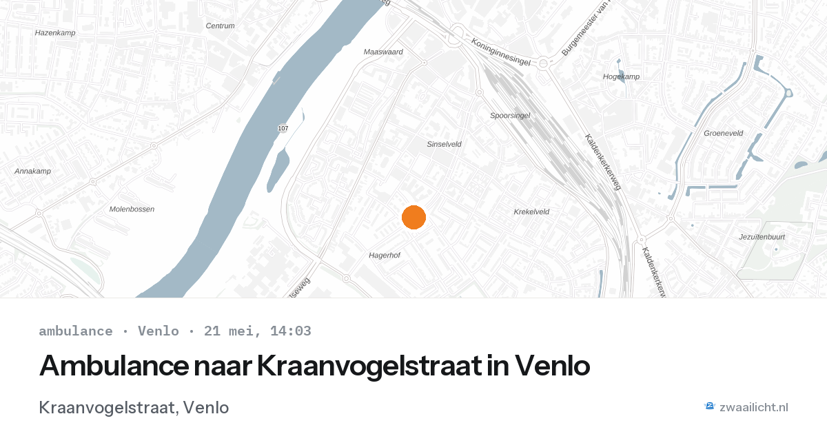 Ambulance naar Kraanvogelstraat in Venlo — 21 mei 2026