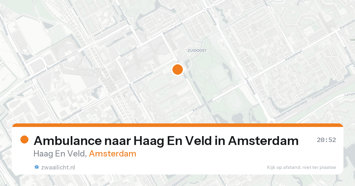 Ambulance naar Haag En Veld in Amsterdam — 17 aug 2026