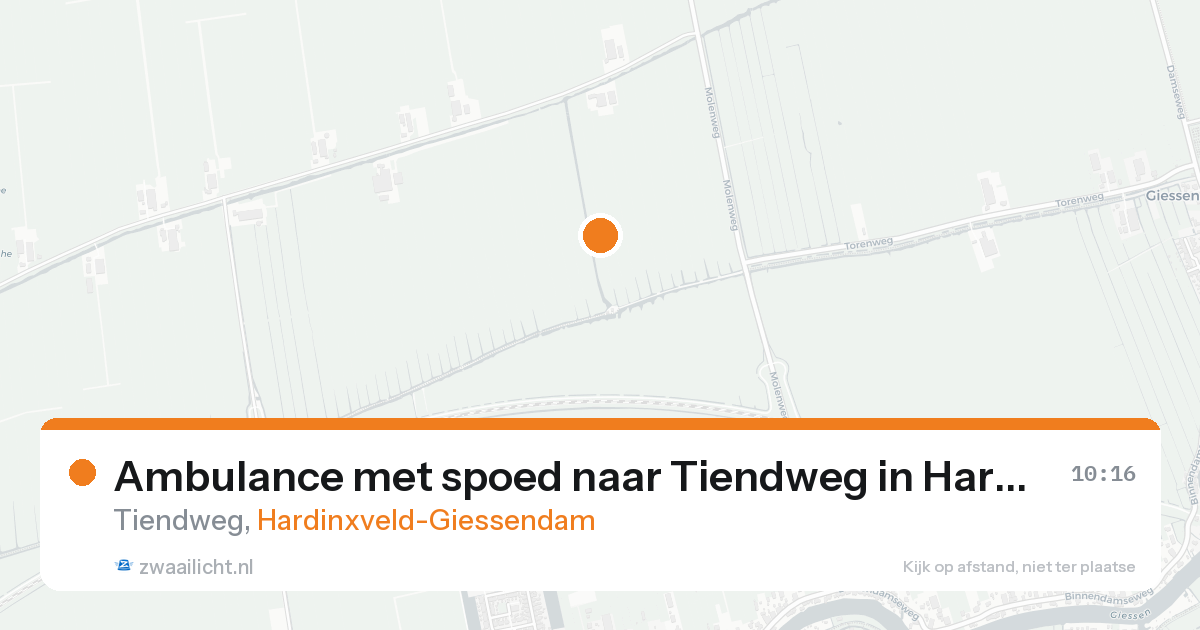 Ambulance met spoed naar Tiendweg in Hardinxveld-Giessendam — 18 mrt 2026