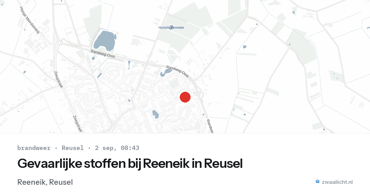 Gevaarlijke stoffen bij Reeneik in Reusel — 2 sep 2026