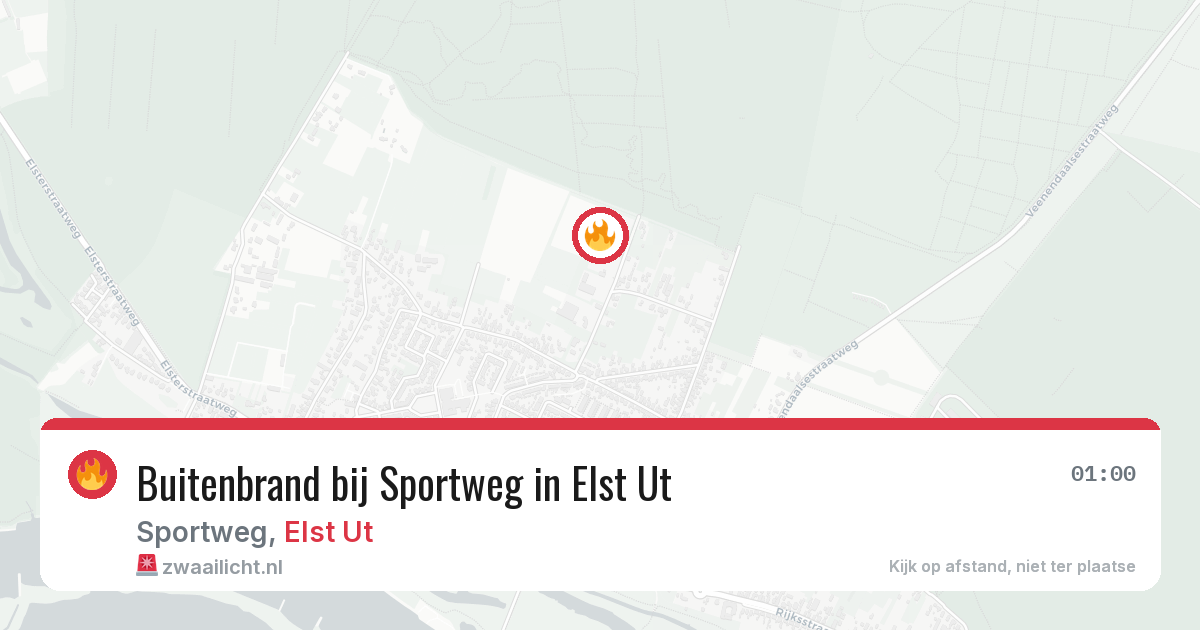 Buitenbrand bij Sportweg in Elst Ut — 13 aug 2026