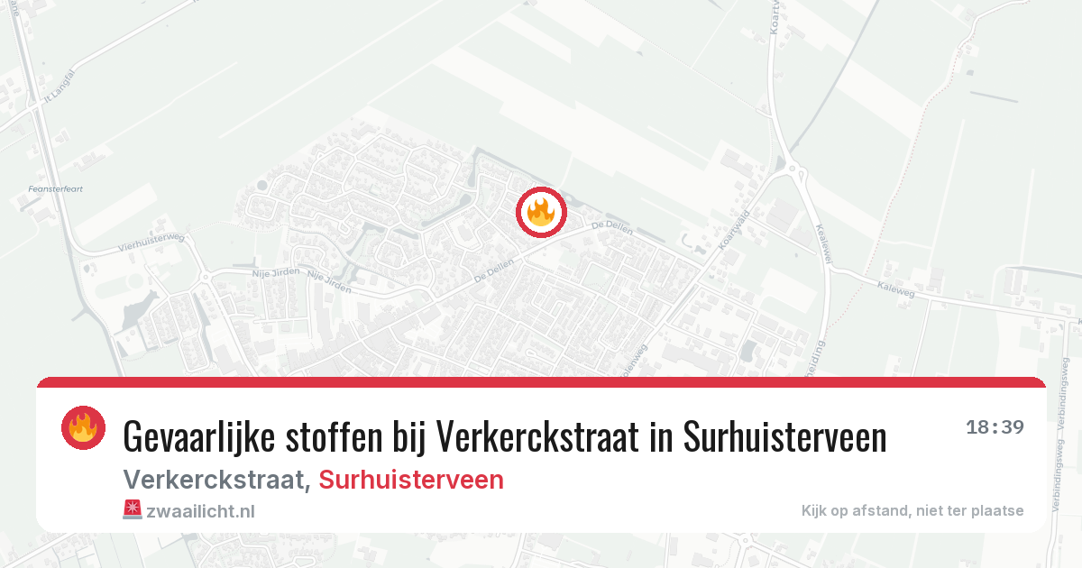 Gevaarlijke stoffen bij Verkerckstraat in Surhuisterveen — 13 jun 2026