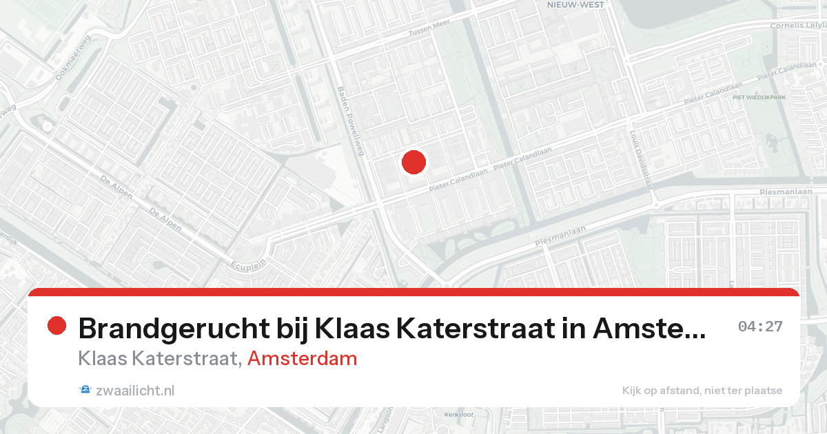 Brandgerucht bij Klaas Katerstraat in Amsterdam — 5 jun 2026