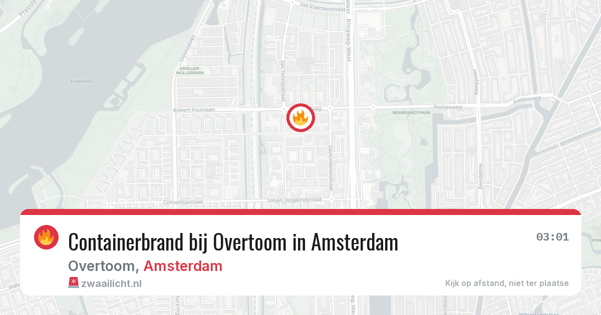 Containerbrand bij Overtoom in Amsterdam — 24 apr 2026