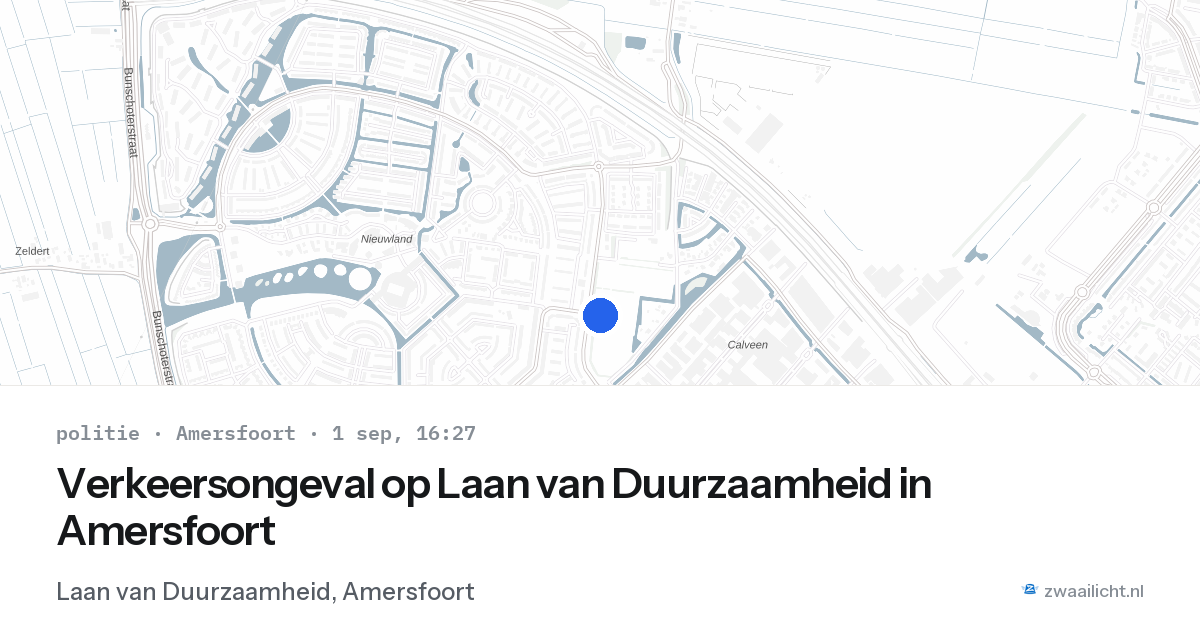 Verkeersongeval op Laan van Duurzaamheid in Amersfoort — 1 sep 2026