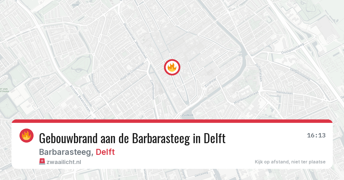 Gebouwbrand aan de Barbarasteeg in Delft — 1 aug 2026