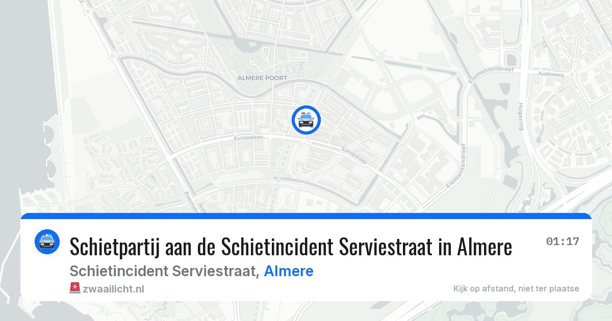 Schietpartij aan de Schietincident Serviestraat in Almere — 10 aug 2026
