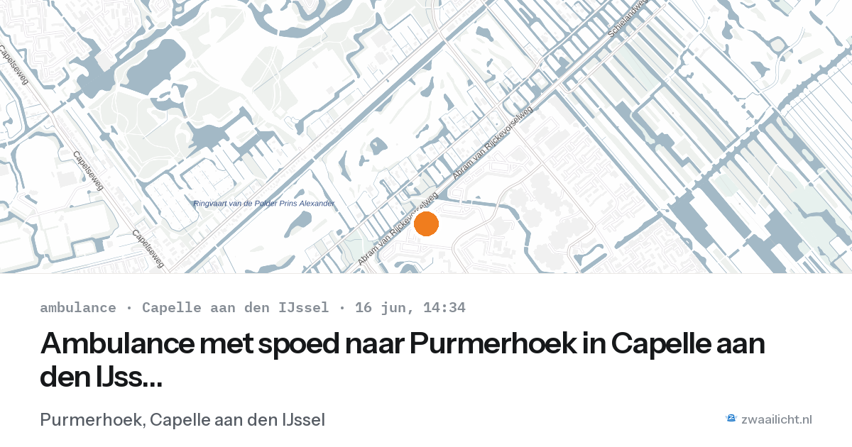Ambulance met spoed naar Purmerhoek in Capelle aan den IJssel — 16 jun 2026