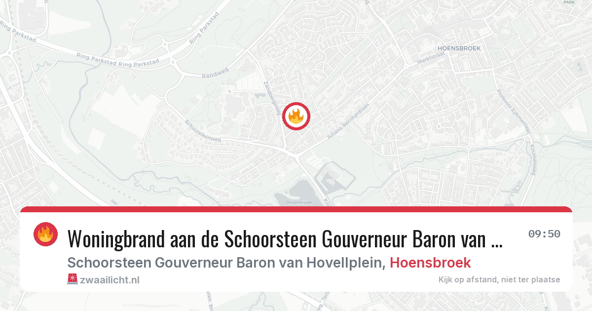 Woningbrand aan de Schoorsteen Gouverneur Baron van Hovellplein in Hoensbroek — 27 mrt 2026