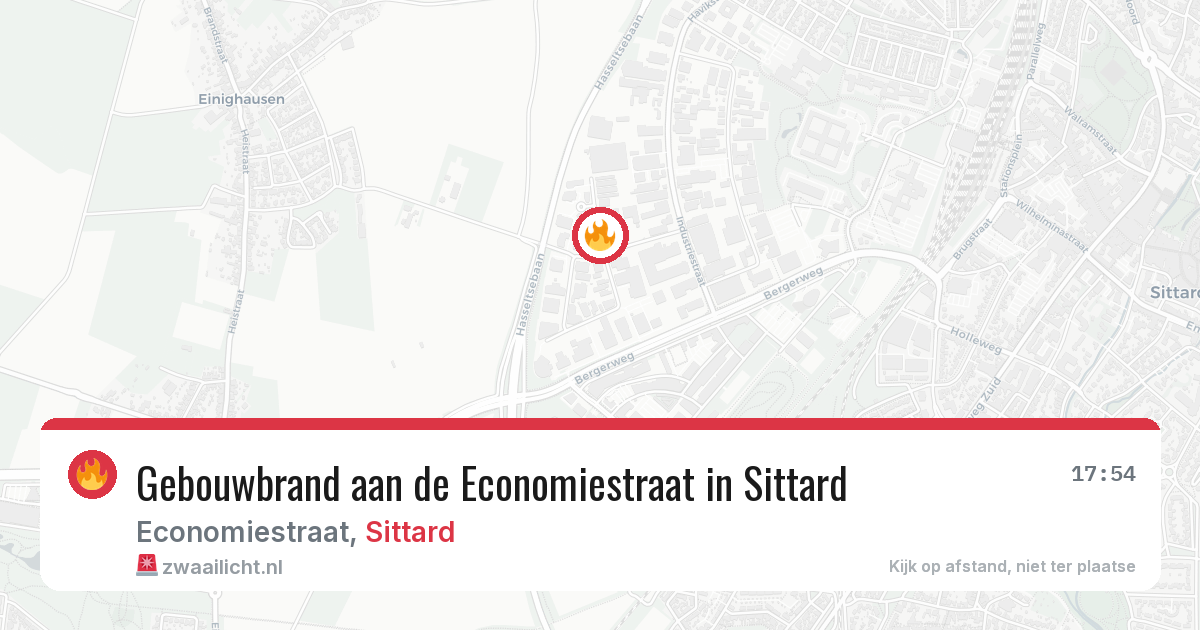Gebouwbrand aan de Economiestraat in Sittard — 20 apr 2026