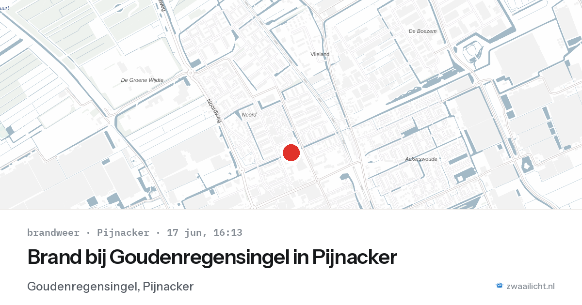 Brand bij Goudenregensingel in Pijnacker — 17 jun 2026