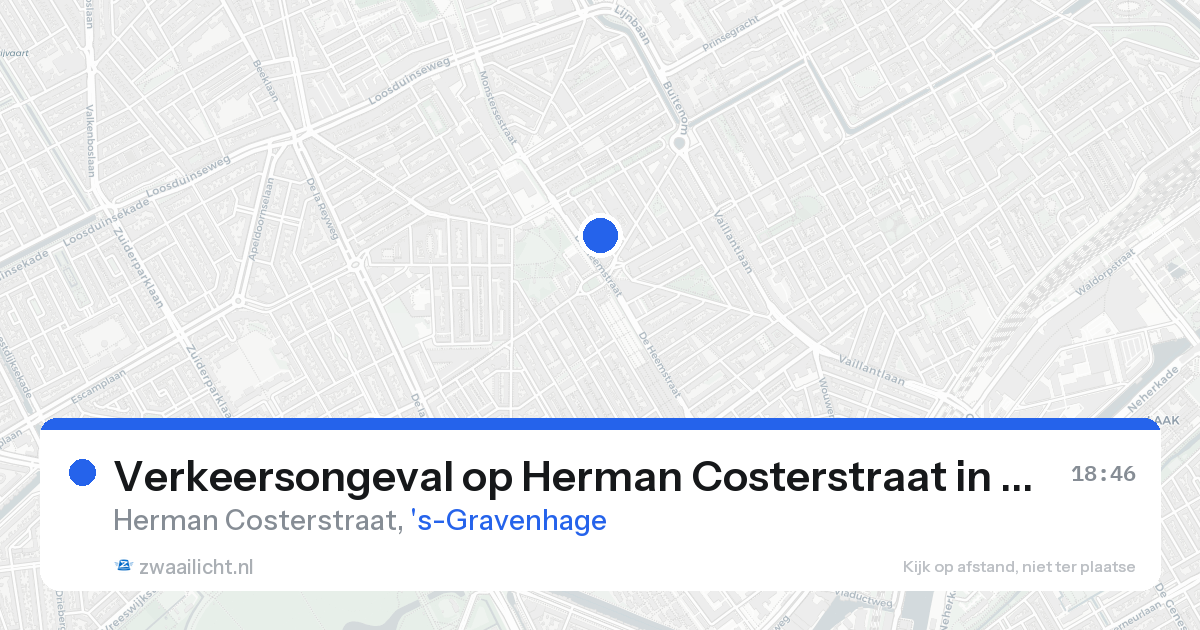 Verkeersongeval op Herman Costerstraat in 's-Gravenhage — 15 aug 2026