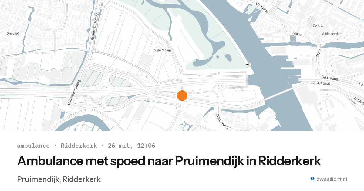Ambulance met spoed naar Pruimendijk in Ridderkerk — 26 mrt 2026