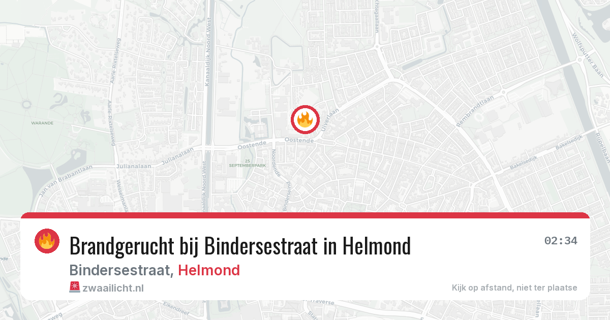 Brandgerucht bij Bindersestraat in Helmond — 20 mrt 2026