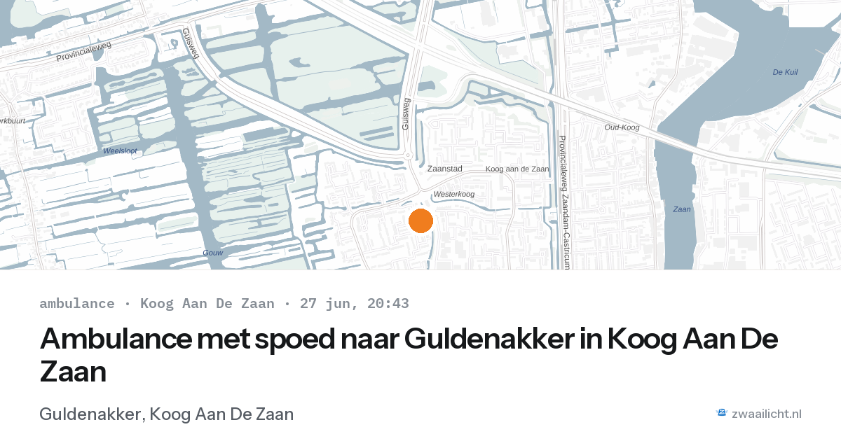 Ambulance met spoed naar Guldenakker in Koog Aan De Zaan — 27 jun 2026