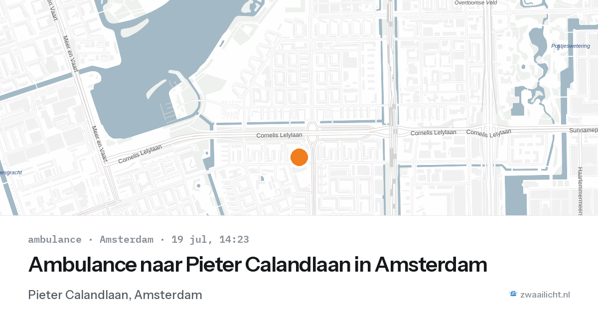 Ambulance naar Pieter Calandlaan in Amsterdam — 19 jul 2026