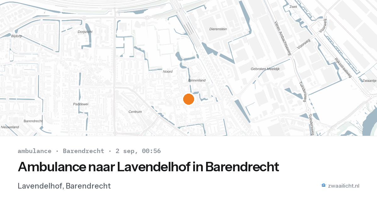 Ambulance naar Lavendelhof in Barendrecht — 1 sep 2026