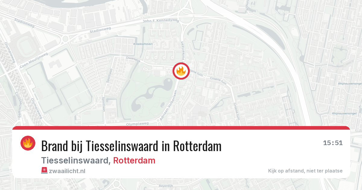 Brand bij Tiesselinswaard in Rotterdam — 16 mrt 2026