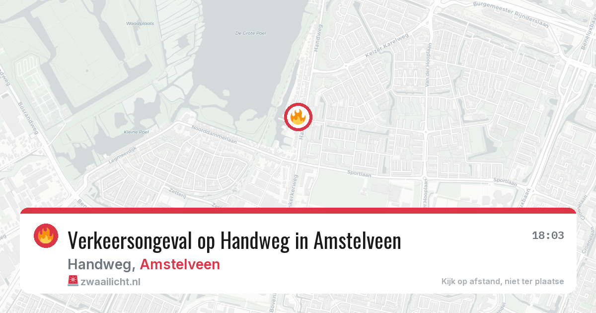 Verkeersongeval op Handweg in Amstelveen — 29 jul 2026