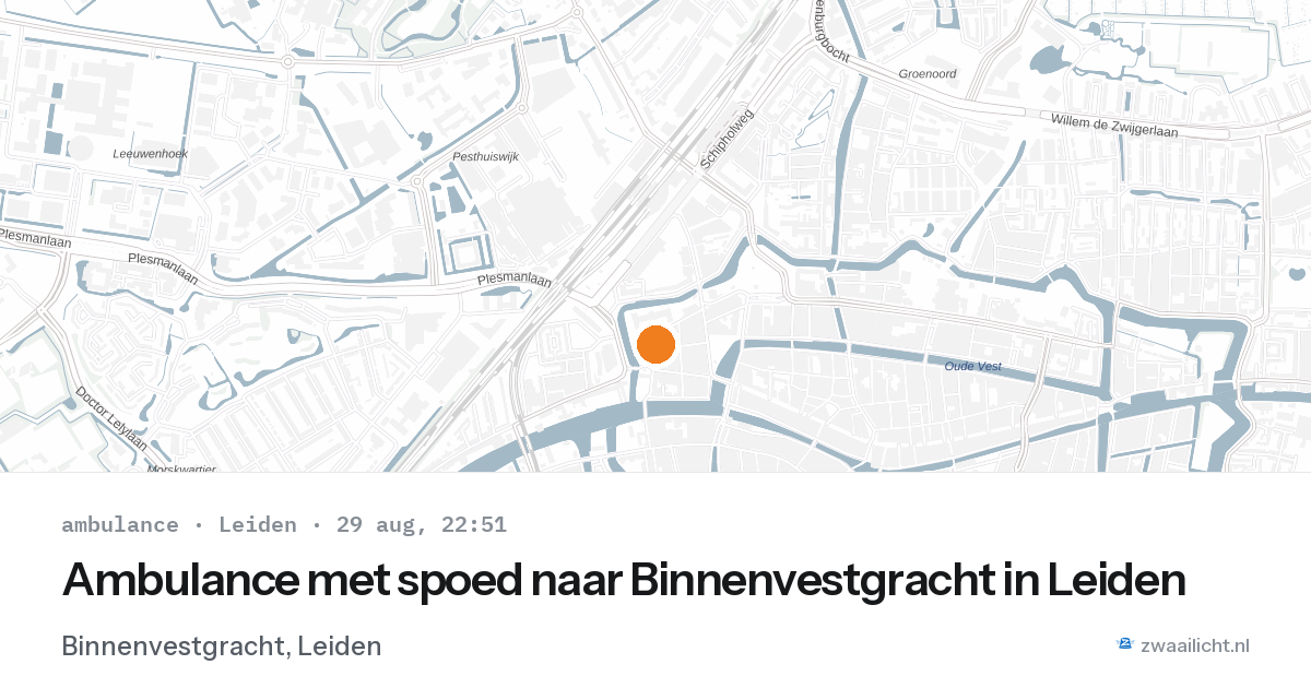 Ambulance met spoed naar Binnenvestgracht in Leiden — 29 aug 2026
