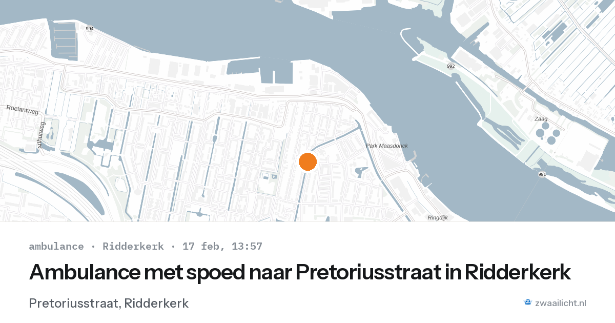 Ambulance met spoed naar Pretoriusstraat in Ridderkerk — 17 feb 2026