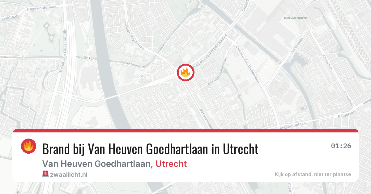 Brand bij Van Heuven Goedhartlaan in Utrecht — 22 jun 2026