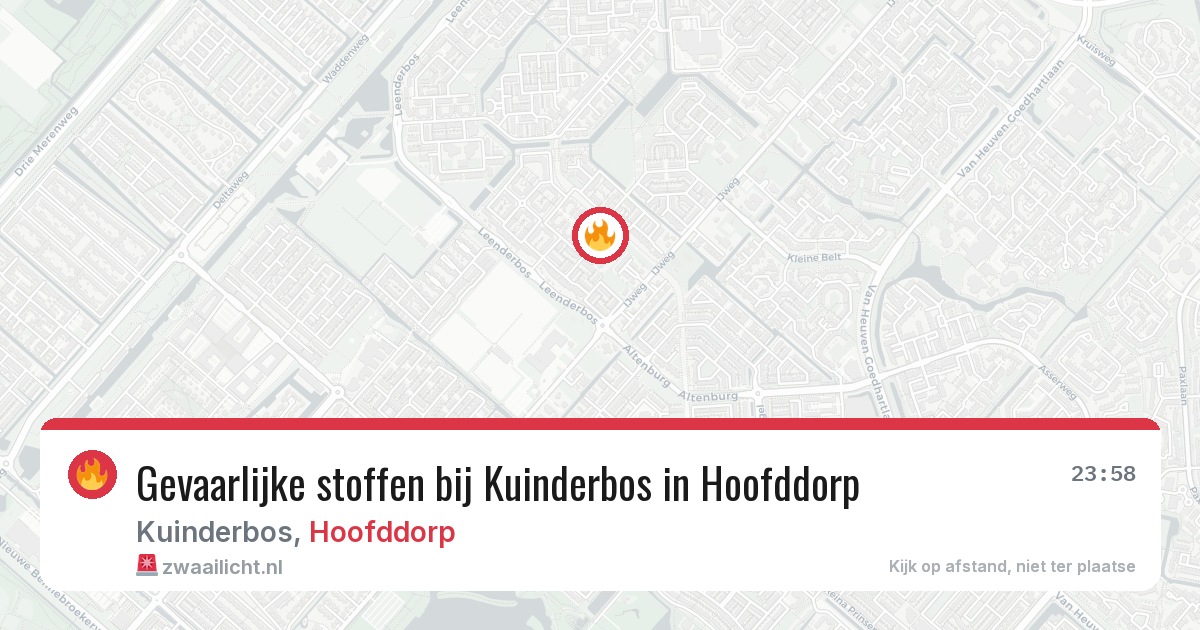 Gevaarlijke stoffen bij Kuinderbos in Hoofddorp — 5 mei 2026