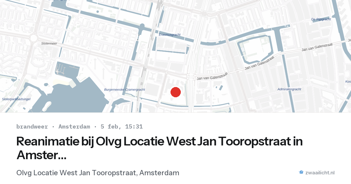 Reanimatie bij Olvg Locatie West Jan Tooropstraat in Amsterdam — 5 feb 2026