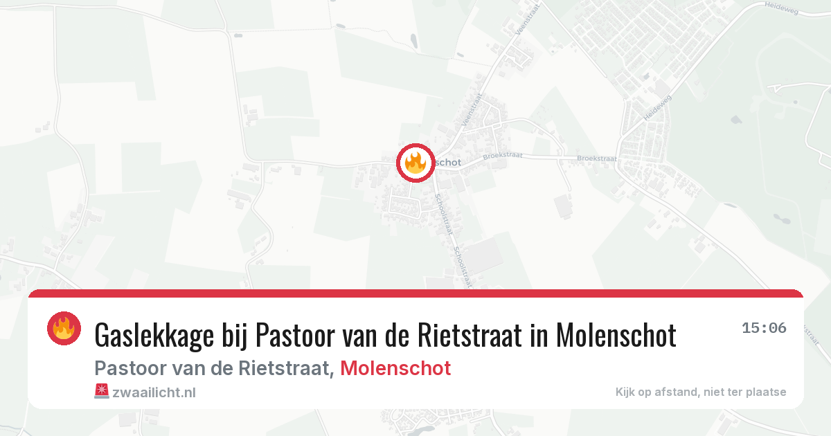 Gaslekkage bij Pastoor van de Rietstraat in Molenschot — 2 aug 2026