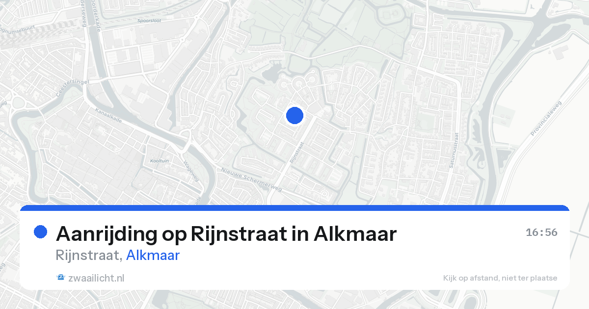 Aanrijding op Rijnstraat in Alkmaar — 16 aug 2026