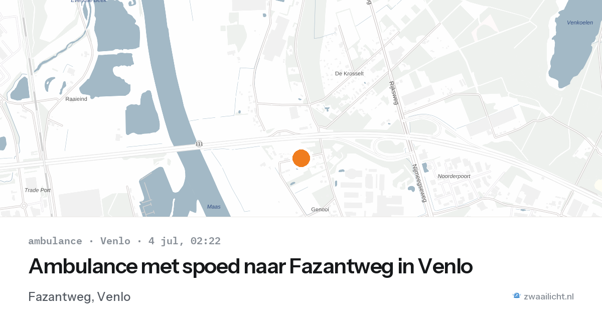 Ambulance met spoed naar Fazantweg in Venlo — 4 jul 2026