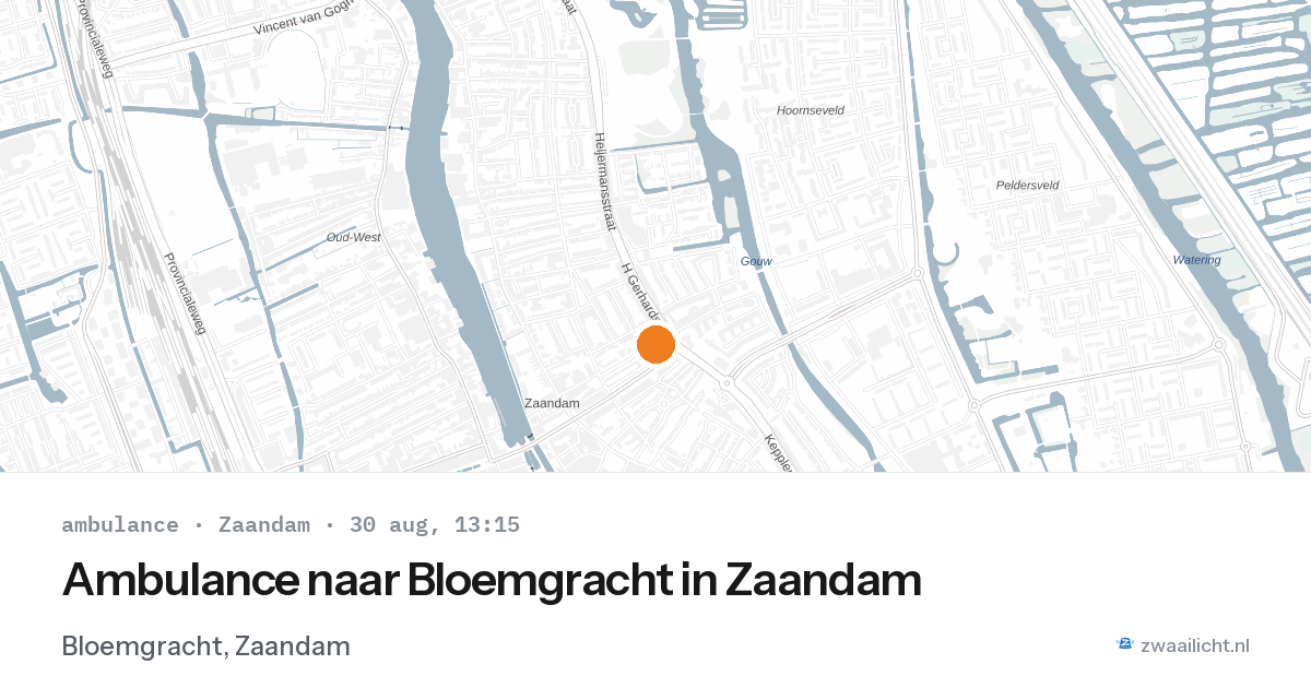 Ambulance naar Bloemgracht in Zaandam — 30 aug 2026