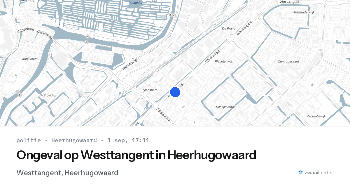 Ongeval op Westtangent in Heerhugowaard — 1 sep 2026