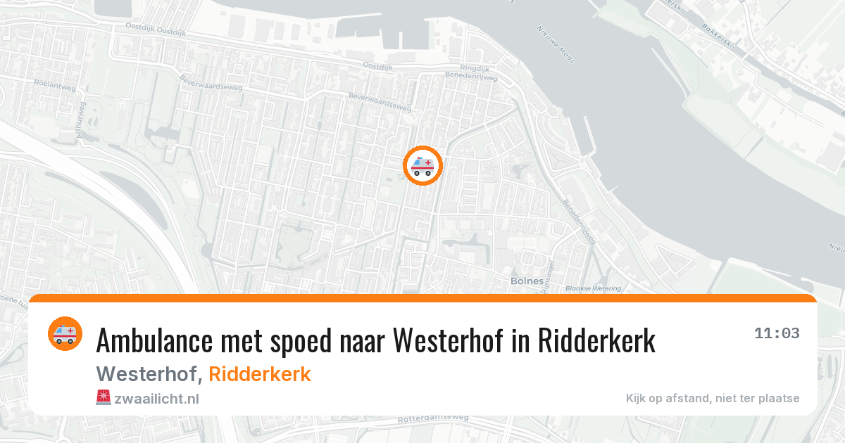 Ambulance met spoed naar Westerhof in Ridderkerk — 12 aug 2026