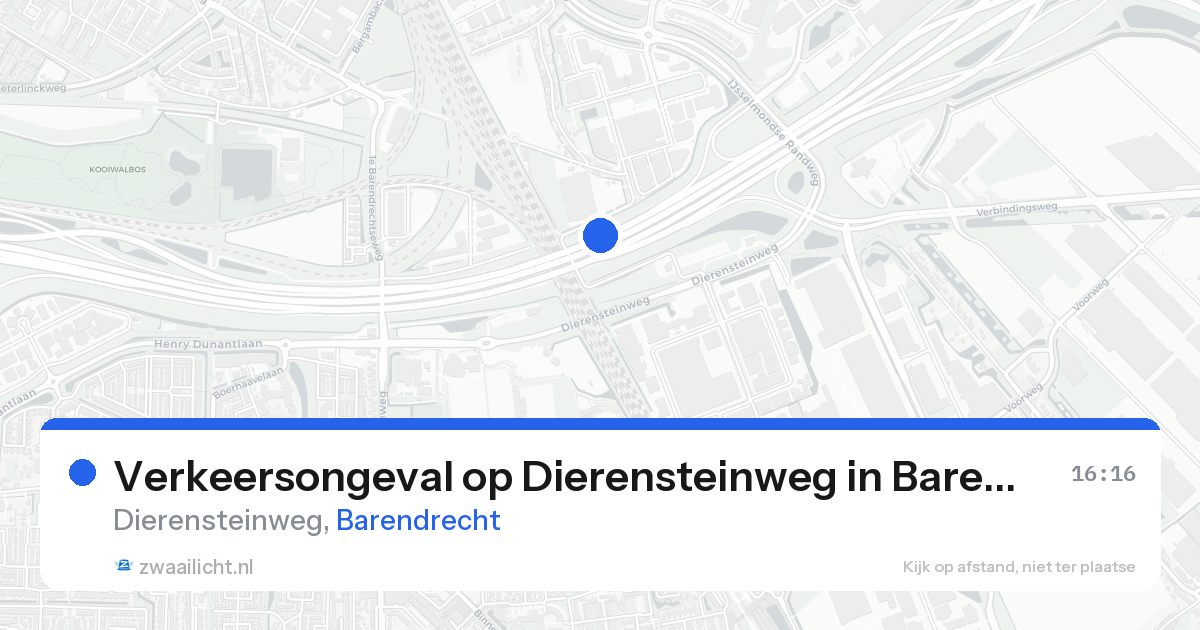 Verkeersongeval op Dierensteinweg in Barendrecht — 20 aug 2026